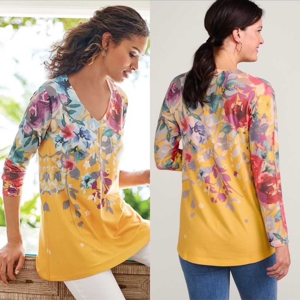 Soft Surroundings Delphina Top Yellow Size PL